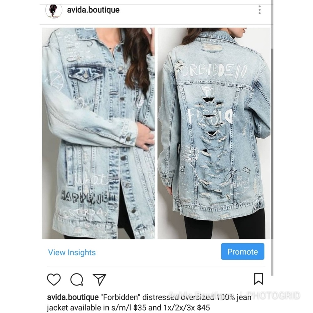 Oversized distressed denim jacket